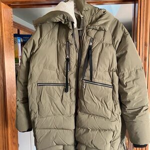 Olive Green Puffer Jacket with Hood